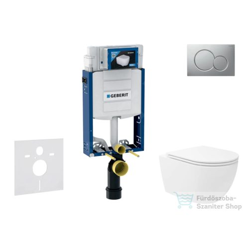 Geberit Kombifix falra szerelhető WC szett, Kielle Oudee Vortex WC soft close ülőkével, Geberit Sigma 01 matt króm nyomólappal SANI15CA1137