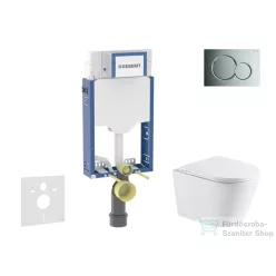   Geberit Kombifix falra szerelhető WC szett, Kielle NEFIA Vortex rimless+ WC softclose ülőkével, Geberit Sigma 01 fényes króm nyomólappal, fehér SANI15CA1140