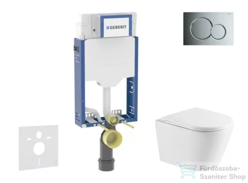 Geberit Kombifix falra szerelhető WC szett, Kielle NEFIA Vortex rimless+ WC softclose ülőkével, Geberit Sigma 01 fényes króm nyomólappal, fehér SANI15CA1140