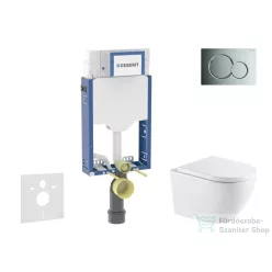   Geberit Kombifix falra szerelhető WC szett, Kielle OUDEE Vortex rimless+ WC softclose ülőkével, Geberit Sigma 01 fényes króm nyomólappal, fehér SANI15CA1144