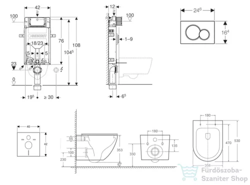 Geberit Kombifix falra szerelhető WC szett, Kielle OUDEE Vortex rimless+ WC softclose ülőkével, Geberit Sigma 01 fényes króm nyomólappal, fehér SANI15CA1144
