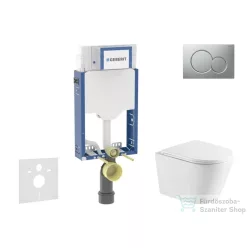   Geberit Kombifix falra szerelhető WC szett, Kielle NEFIA Vortex rimless+ WC softclose ülőkével, Geberit Sigma 01 matt króm nyomólappal, fehér SANI15CA2104