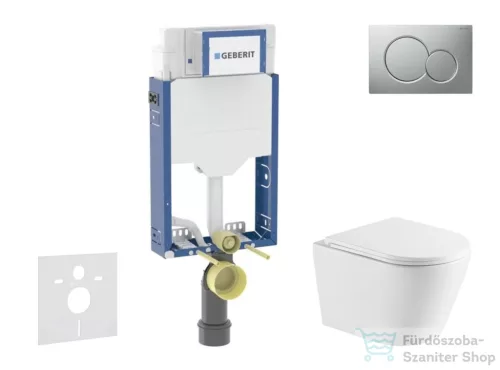 Geberit Kombifix falra szerelhető WC szett, Kielle NEFIA Vortex rimless+ WC softclose ülőkével, Geberit Sigma 01 matt króm nyomólappal, fehér SANI15CA2104