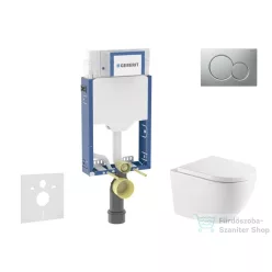   Geberit Kombifix falra szerelhető WC szett, Kielle OUDEE Vortex rimless+ WC softclose ülőkével, Geberit Sigma 01 matt króm nyomólappal, fehér SANI15CA2108