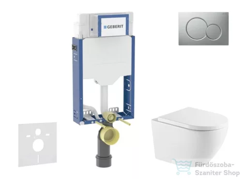 Geberit Kombifix falra szerelhető WC szett, Kielle OUDEE Vortex rimless+ WC softclose ülőkével, Geberit Sigma 01 matt króm nyomólappal, fehér SANI15CA2108