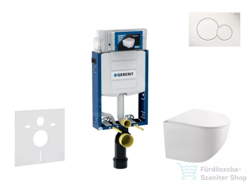 Geberit Kombifix falra szerelhető WC szett, Kielle Gaia kompakt WC soft close ülőkével, Geberit Sigma 01 alpesi fehér nyomólappal SANI15CA3113