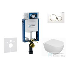   Geberit Kombifix falra szerelhető WC szett, Kielle Oudee WC soft close ülőkével, Geberit Sigma 20 fehér/aranyozott színű nyomólappal SANI15CA3119