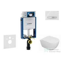   Geberit Kombifix falra szerelhető WC szett, Kielle Oudee WC soft close ülőkével, Geberit Sigma 50 alpesi fehér/króm nyomólappal SANI15CA3120