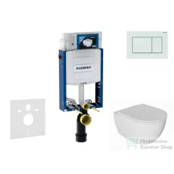   Geberit Kombifix falra szerelhető WC szett, Kielle Oudee WC soft close ülőkével, Geberit Sigma 30 fényes/matt fehér nyomólappal SANI15CA3124
