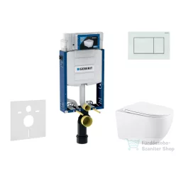   Geberit Kombifix falra szerelhető WC szett, Kielle Gaia WC és soft close ülőke, Geberit Sigma 30 fényes/matt fehér színű nyomólappal SANI15CA3127