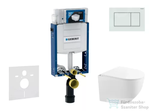 Geberit Kombifix falra szerelhető WC szett, Kielle Gaia kompakt WC soft close ülőkével, Geberit Sigma 30 fényes/matt fehér nyomólappal SANI15CA3130
