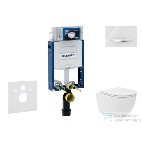 Geberit Kombifix falra szerelhető WC szett, Kielle Oudee Vortex kompakt WC és soft close ülőke, Geberit Sigma 50 alpesi fehér/króm nyomólappal SANI15CA3138