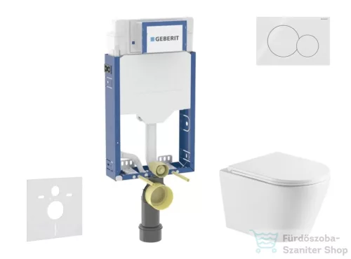 Geberit Kombifix falra szerelhető WC szett, Kielle NEFIA Vortex rimless+ WC softclose ülőkével, Geberit Sigma 01 alpesi fehér nyomólappal, fehér SANI15CA3146