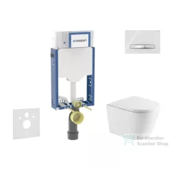   Geberit Kombifix falra szerelhető WC szett, Kielle NEFIA Vortex rimless+ WC softclose ülőkével, Geberit Sigma 50 alpesi fehér/króm nyomólappal, fehér SANI15CA3150