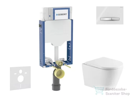Geberit Kombifix falra szerelhető WC szett, Kielle NEFIA Vortex rimless+ WC softclose ülőkével, Geberit Sigma 50 alpesi fehér/króm nyomólappal, fehér SANI15CA3150