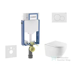   Geberit Kombifix falra szerelhető WC szett, Kielle OUDEE Vortex rimless+ WC softclose ülőkével, Geberit Sigma 01 alpesi fehér nyomólappal, fehér SANI15CA3158