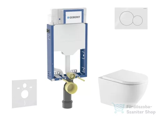 Geberit Kombifix falra szerelhető WC szett, Kielle OUDEE Vortex rimless+ WC softclose ülőkével, Geberit Sigma 01 alpesi fehér nyomólappal, fehér SANI15CA3158