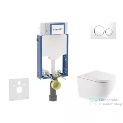   Geberit Kombifix falra szerelhető WC szett, Kielle OUDEE Vortex rimless+ WC softclose ülőkével, Geberit Sigma 20 fehér/króm nyomólappal, fehér SANI15CA3159