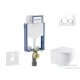 Geberit Kombifix falra szerelhető WC szett, Kielle OUDEE Vortex rimless+ WC softclose ülőkével, Geberit Sigma 20 fehér/króm nyomólappal, fehér SANI15CA3159