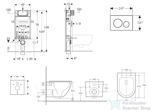 Geberit Kombifix falra szerelhető WC szett, Kielle OUDEE Vortex rimless+ WC softclose ülőkével, Geberit Sigma 20 fehér/króm nyomólappal, fehér SANI15CA3159