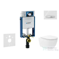   Geberit Kombifix falra szerelhető WC szett, Kielle Oudee Vortex WC soft close ülőkével, Geberit Sigma 50 alpesi fehér/króm nyomólappal SANI15CA3189