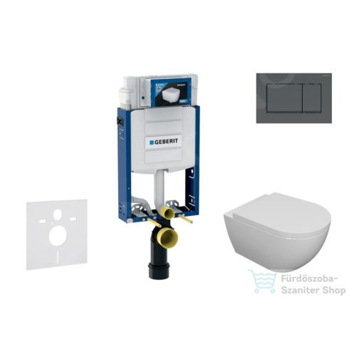 Geberit Kombifix falra szerelhető WC szett, Kielle Oudee WC soft close ülőkével, Geberit Sigma 30 matt/fényes fekete nyomólappal SANI15CA5100