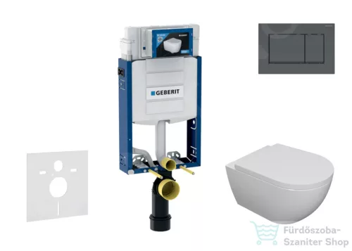 Geberit Kombifix falra szerelhető WC szett, Kielle Oudee WC soft close ülőkével, Geberit Sigma 30 matt/fényes fekete nyomólappal SANI15CA5100
