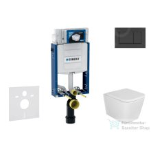   Geberit Kombifix falra szerelhető WC szett, Kielle Arkas I WC soft close ülőkével, Geberit Sigma 30 matt/fényes fekete nyomólappal SANI15CA5102