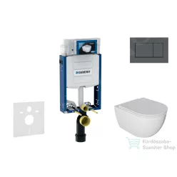   Geberit Kombifix falra szerelhető WC szett, Kielle Oudee WC soft close ülőkével, Geberit Sigma 30 matt/fényes fekete nyomólappal SANI15CA5104