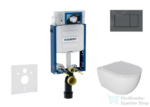 Geberit Kombifix falra szerelhető WC szett, Kielle Oudee WC soft close ülőkével, Geberit Sigma 30 matt/fényes fekete nyomólappal SANI15CA5104