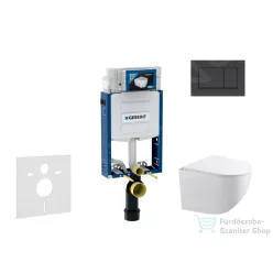   Geberit Kombifix falra szerelhető WC szett, Kielle Gaia kompakt WC soft close ülőkével, Geberit Sigma 30 matt/fényes fekete nyomólappal SANI15CA5105
