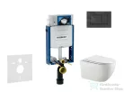 Geberit Kombifix falra szerelhető WC szett, Kielle Gaia WC és soft close ülőke, Geberit Sigma 30 matt/fényes fekete színű nyomólappal SANI15CA5106