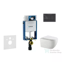   Geberit Kombifix falra szerelhető WC szett, Kielle Gaia WC és soft close ülőke, Geberit Sigma 30 matt/fényes fekete színű nyomólappal SANI15CA5106