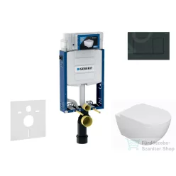   Geberit Kombifix falra szerelhető WC szett, Kielle Oudee WC soft close ülőkével, Geberit Sigma 30 fényes/matt fekete nyomólappal SANI15CA5111