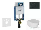 Geberit Kombifix falra szerelhető WC szett, Kielle Oudee WC soft close ülőkével, Geberit Sigma 20 matt/fényes fekete nyomólappal SANI15CA5114