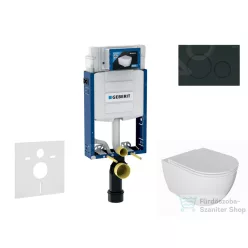   Geberit Kombifix falra szerelhető WC szett, Kielle Oudee WC soft close ülőkével, Geberit Sigma 20 matt/fényes fekete nyomólappal SANI15CA5114