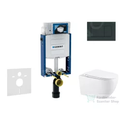   Geberit Kombifix falra szerelhető WC szett, Kielle Gaia WC és soft close ülőke, Geberit Sigma 30 fényes/matt fekete színű nyomólappal SANI15CA5119
