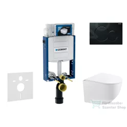   Geberit Kombifix falra szerelhető WC szett, Kielle Gaia kompakt WC soft close ülőkével, Geberit Sigma 01 fényes fekete nyomólappal SANI15CA5121