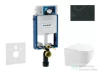 Geberit Kombifix falra szerelhető WC szett, Kielle Gaia kompakt WC soft close ülőkével, Geberit Sigma 20 matt/fényes fekete nyomólappal SANI15CA5122