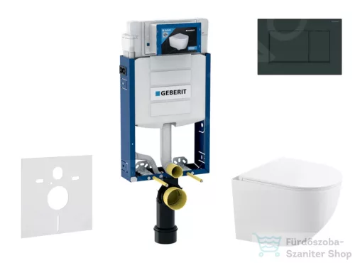 Geberit Kombifix falra szerelhető WC szett, Kielle Gaia kompakt WC soft close ülőkével, Geberit Sigma 30 fényes/matt fekete nyomólappal SANI15CA5123