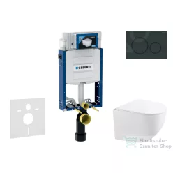   Geberit Kombifix falra szerelhető WC szett, Kielle Gaia kompakt WC soft close ülőkével, Geberit Sigma 20 fényes/matt fekete nyomólappal SANI15CA5124