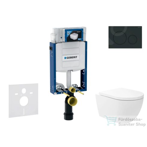 Geberit Kombifix falra szerelhető WC szett, Kielle Oudee Vortex WC soft close ülőkével, Geberit Sigma 20 matt/fényes fekete nyomólappal SANI15CA5136