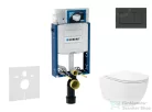 Geberit Kombifix falra szerelhető WC szett, Kielle Oudee Vortex WC soft close ülőkével, Geberit Sigma 30 matt/fényes fekete nyomólappal SANI15CA5139