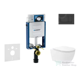   Geberit Kombifix falra szerelhető WC szett, Kielle Oudee Vortex WC soft close ülőkével, Geberit Sigma 30 matt/fényes fekete nyomólappal SANI15CA5139