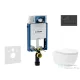 Geberit Kombifix falra szerelhető WC szett, Kielle Oudee Vortex WC soft close ülőkével, Geberit Sigma 30 matt/fényes fekete nyomólappal SANI15CA5139
