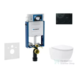   Geberit Kombifix falra szerelhető WC szett, Kielle Oudee Vortex WC soft close ülőkével, Geberit Sigma 01 fényes fekete nyomólappal SANI15CA5140