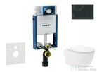 Geberit Kombifix falra szerelhető WC szett, Kielle Oudee Vortex WC soft close ülőkével, Geberit Sigma 20 matt/fényes fekete nyomólappal SANI15CA5141