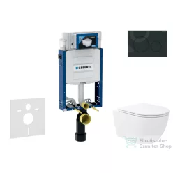   Geberit Kombifix falra szerelhető WC szett, Kielle Oudee Vortex WC soft close ülőkével, Geberit Sigma 20 matt/fényes fekete nyomólappal SANI15CA5141