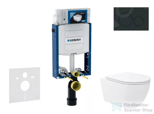 Geberit Kombifix falra szerelhető WC szett, Kielle Oudee Vortex WC soft close ülőkével, Geberit Sigma 20 matt/fényes fekete nyomólappal SANI15CA5141