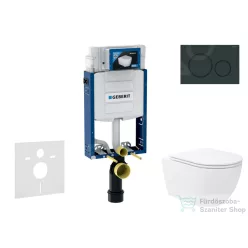   Geberit Kombifix falra szerelhető WC szett, Kielle Oudee Vortex WC soft close ülőkével, Geberit Sigma 20 fényes/matt fekete nyomólappal SANI15CA5143
